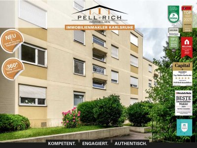 GRÜNRUHE: Geräumige 4-Zi.-Wohnung mit Balkon und Tiefgaragenstellplatz in Durlach-Bergwald zur Miete