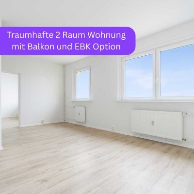 Traumhafte 2 Raum Wohnung mit Balkon und EBK-Option!