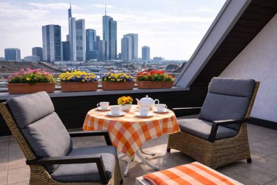 Bestlage Westend: Penthouse mit Skyline-Loggia und Aufzug direkt in die Wohnung