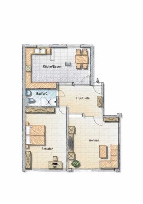 Großzügig konzipierte 
2- Zimmer- City- Wohnung