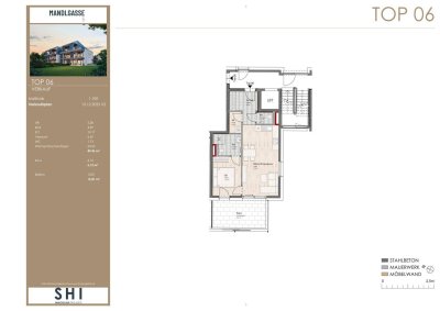 MANDLGASSE 5, TOP 06: 2-Zimmer-Wohnung mit XL Balkon im 1.OG