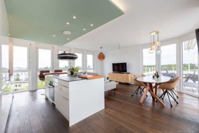 Trudering: Landschaftsschutzgebiet. Loftfeeling 4-Zi-Penthousewhg & Liftlanding, Dachterrasse, 2 TG.