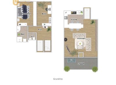Liebenswerte 3 Zimmer Maisonettewohnung mit EBK-loggia und Einbau in Rodgau