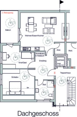 3-Zimmer-Dachgeschoßwohnung mit großem Balkon und Aufzug