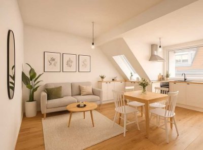 3,5% Mietzins& Provisionsfrei bis 30.11.25: 44,3 m² große Loft Wohnung im Dachgeschoss mit Aufzug Ba