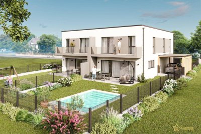 2 HÄUSER VERFÜGBAR! EXKLUSIVES DOPPELHAUSPROJEKT. 5 ZIMMER. ZIEGELHAUS MIT KELLER, BALKON, TERRASSE, CARPORT.