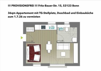 Helle 1-Zimmer Wohnung im 3. OG mit Balkon in Bonn-Hardtberg