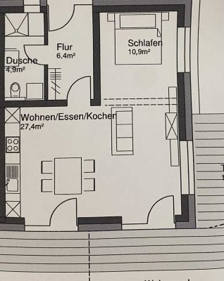 Moderne, helle 1-Zimmer Singlewohnung zu vermieten