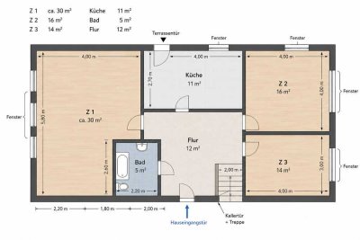 Erstbezug nach Sanierung! Großzügige 3-Zimmer-Wohnung mit Terrasse – ideal auch als Praxis oder Büro