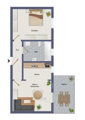 Ihre neue Kapitalanlage? Vermietete 2-Zi.-Whg., kernsaniert 2015, mit Balkon und Einzelgarage