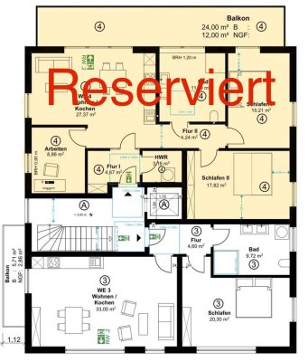 Wohnung WE 04 1.OG, Keller und Balkon (Reserviert)
