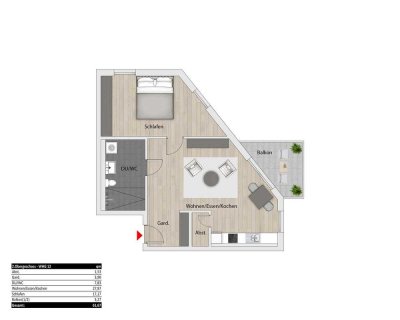 2-Zimmer Wohnung mit Balkon und Aufzug im betreuten Wohnen