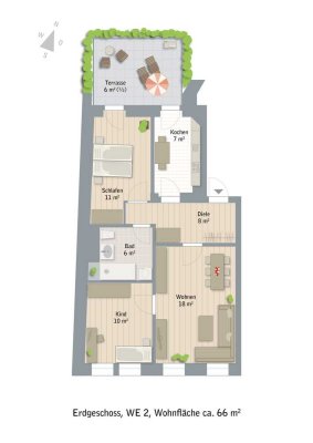 3 Raumwohnung mit Terrasse in Dölitz