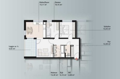 MÖBLIERTE & ZENTRUMSNAHE 3-Zimmer-Wohnung mit Balkon in Böblingen