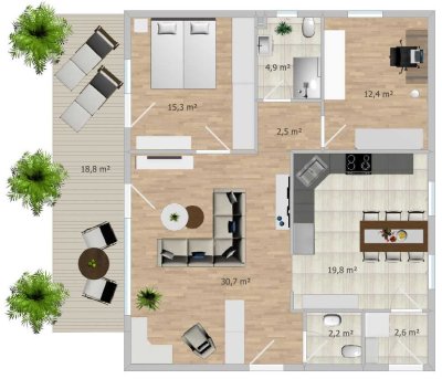 Sanierte 3-Zimmer-Wohnung mit Terrasse und Einbauküche in Weinheim