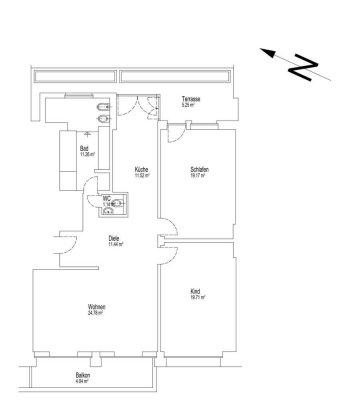 Helle 3 Zimmerwohnung mit zwei Balkonen