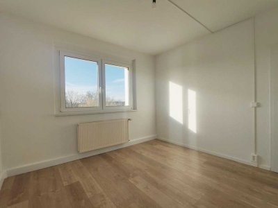 Sanierte 3-Raumwohnung mit großem Wohnzimmer + Einbauküche + hochwert. Laminatboden
