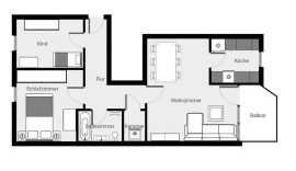 3-Raum-Erdgeschosswohnung mit geh. Innenausstattung mit Balkon und EBK