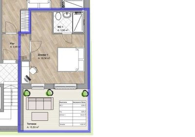 Exklusive 1-Raum-Terrassenwohnung mit gehobener Innenausstattung mit EBK in Baden-Baden