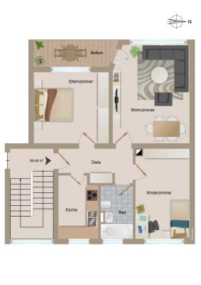 Sanierte Wohnung im Erdgeschoss!