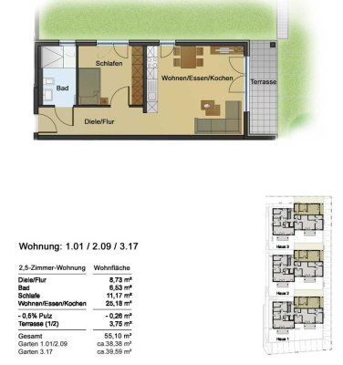 Erstbezug- Moderne 2-Zimmer Wohnung mit Terrasse und EBK