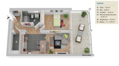 Sonniger 2 Zimmer-Wohntraum in Kirchseeon-Neubau Erstbezug