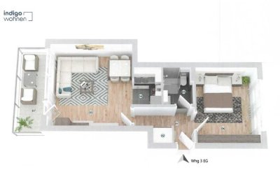 Helle 2-Zimmer-Wohnung mit Einbauküche in Bremen-Hastedt