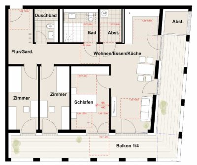 ++ ERSTBEZUG! - Moderne, energieeffiziente 4 ZKB Stadtwohnung mit Balkon im 1.OG in LD-Zentrum! ++
