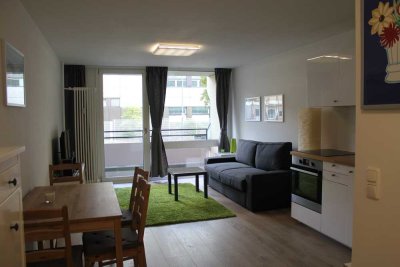 Helle, modern möblierte 1-Zimmer-Wohnung mit Balkon - sofort bezugsfertig