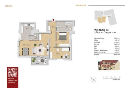 ***Große 3 Zi.-Wohnung im 2.OG, WE 2-8 mit Balkon***
