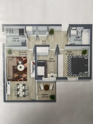 3-Zimmer Wohnung in Feldmoching-Hasenbergl