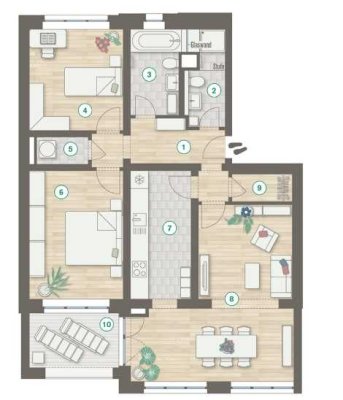 Moderne 3-Zimmer Wohnung mit Loggia und EBK im Olympischen Dorf