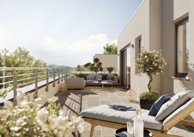 KORNTAL LIVING: Top-Penthouse mit breiter Süd-West-Dachterrasse
