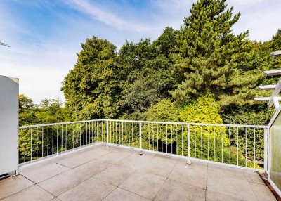 Helle und moderne 1,5-Zimmer Maisonette-Wohnung mit großem Balkon und Blick ins Grüne