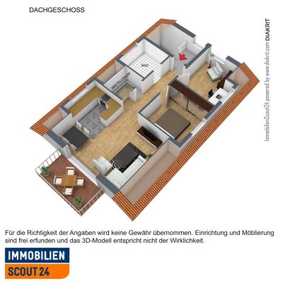 Topgepflegte, offene 3-Zimmer-Dachgeschosswohnung mit Balkon und Einbauküche in Rodgau