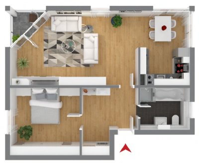 Zentrale 2-Zimmer-Wohnung mit Balkon in Rottenburg am Neckar