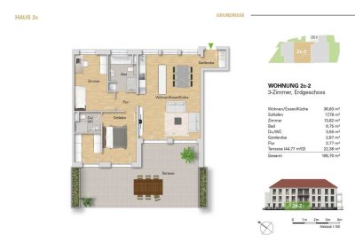 ***3 Zi. Neubauwohnung im EG, WE 2c-2 mit Terrasse zu verkaufen**