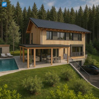 Traumhaftes Massivholz Einfamilienhaus Projekt in Hof - absolute Alleinlage