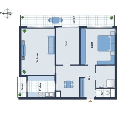 Stilvolle 3-Raum-Wohnung mit EBK in Winnenden