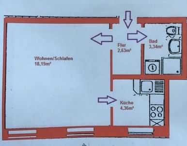 Gepflegte 1-Zimmer-Wohnung im 2. OG in Chemnitz-Kappel