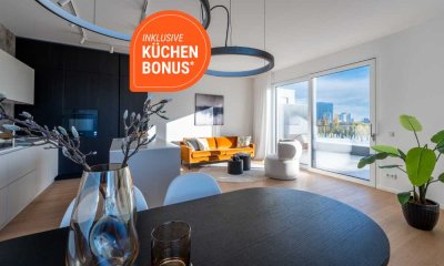 Zuhause am See: Sonniges Penthouse mit 3 Zimmern, Einbauküche und Dachterrasse mit direktem Seeblick