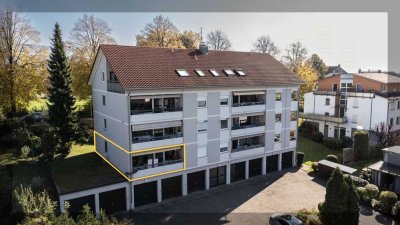 Gepflegte 3-Zimmer-Erdgeschosswohnung mit großem Westbalkon und Einzelgarage in Lindau-Reutin