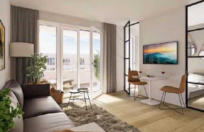 Moderner Neubau: Einzimmer-Wohnung mit Balkon