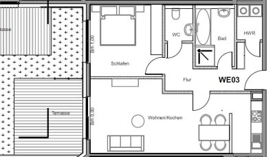 2 Zimmer Wohnung mit Terrasse und EBK!