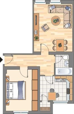 2-Zimmerwohnung mit neuen Bad und Boden