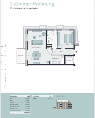 Moderne 2-Zimmer-Neubauwohnung im EG mit Balkon & Garten in Meckenheim