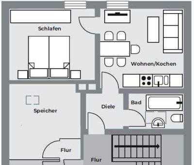 Modernisierte 2-Zimmer Wohnung