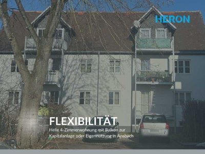 FLEXIBILITÄT – Helle 4-Zimmerwohnung mit Balkon zur Kapitalanlage oder Eigennutzung in Ansbach
