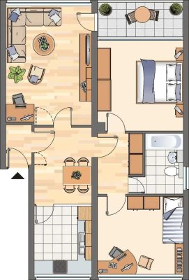 3-Zimmer-Wohnung in Unna Süd mit saniertem Badezimmer und Balkon