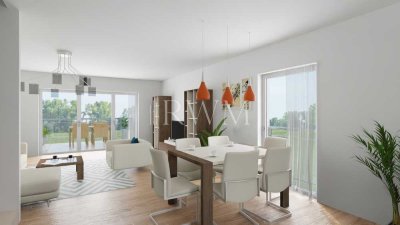 Neubauprojekt: Doppelhaushälfte mit Balkon, Terrasse mit Garten sowie Stellplatz